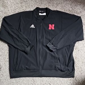 Adidas Men's Black NEBRASKA Bomber Jacket with Red Accents NWOT